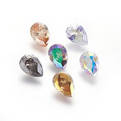 Mixed Color Electroplated Cubic Zirconia Pointed Back Cabochons, teardrop, Faceted, Mixed Color, 10x7x4.2mm