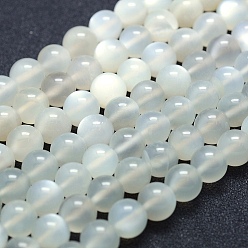 White Moonstone Natural White Moonstone Beads Strands, Grade A, Round, 8mm, Hole: 1mm, about 49pcs/strand, 15.5 inch(39.5cm)