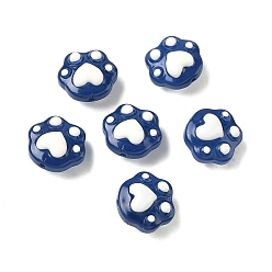 Морской Синий Стеклянные эмалевые бусины ручной работы, отпечаток лапы, окрашенная и подогревом, Marine Blue, 13.5x15x9~9.5 мм, отверстие : 1 мм