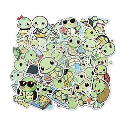Light Green 50Pcs Paper Stickers, for DIY Scrapbooking, Journal Decoration, Turtle, Light Green, 45~69x43~67x0.1mm, about 50Pcs/Bag