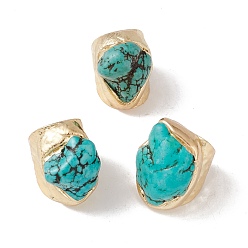 Синтетическая Бирюза Синтетическое бирюзовое кольцо-манжета неправильной овальной формы, золотое латунное массивное кольцо для женщин, без кадмия и без свинца, размер США 7 3/4 (17.9 мм)