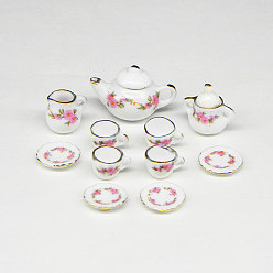 Снежный Фарфоровый миниатюрный чайник, чашка, набор украшений, аксессуары для кукольного домика в микроландшафтном саду, притворяясь опорными украшениями, снег, 20 мм, 11 шт / комплект