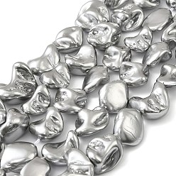 Светло-серый Гальванические оболочки жемчужные бусы пряди, самородки, светло-серый, 13~21x11~18x8~13 мм, отверстие : 1 мм, около 22~23 шт / нитка, 14.96~15.75'' (38~40 см)