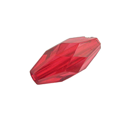 Red Transparent Acrylic Beads, Faceted, Rice, Red, 12x6mm, Hole: 1.5mm, about 2750pcs/500g