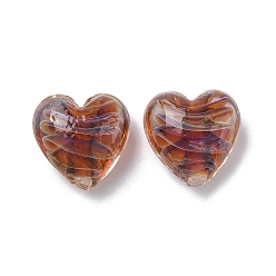 Седло Коричневый Бусины лэмпворк , сердце, седло коричневый, 15.5x16x9.5 мм, отверстие : 1.8 мм