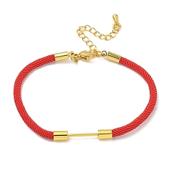 Red Nylon Cord Bracelet Making, with Brass Beadable Bar, Golden, Red, 6.89x0.16 inch(17.5x0.4cm)