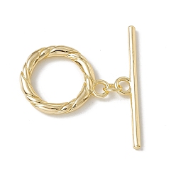 Настоящее золото 18K Латуни Переключить застежками, твист кольцо, реальный 18 k позолоченный, Кольцо: 23.5x19.5x3 mm, отверстие : 3 мм, бар: 35x6x2 mm, отверстие : 3 мм