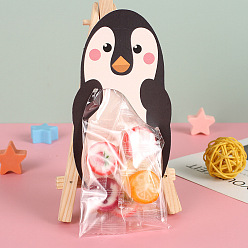 Penguin Plastic Candy Bags, Gift Cookies Bags, for Party Favors, with Paper Animal Card, Penguin Pattern, Card: 15x6cm, bag: 130x60mm, 10sets/bag