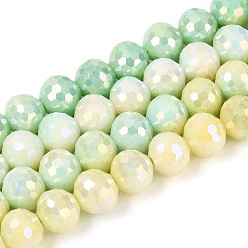 Аквамарин Антикоррозийные гальванические стеклянные бусины, круглые, имитация драгоценных камней, граненый(96 граненый), аквамарин, 8 мм, отверстие : 1~1.2 мм, около 54~55 шт / нитка, 14.96~15.35 дюйм (38~39 см)