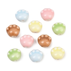 (52) Непрозрачная лаванда Фарфоровые бусины ручной работы, отпечаток лапы, яркие глазированный фарфор, разноцветные, 11.5~12x13x9.5 мм, отверстие : 2 мм