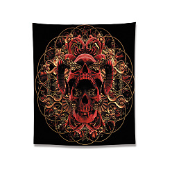 Crimson Polyester Halloween Skull Wall Hanging Tapestry, for Bedroom Living Room Decoration, Rectangle, Crimson, 1500x1000mm
