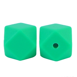 Spring Green Octagon Food Grade Silicone Beads, Chewing Beads For Teethers, DIY Nursing Necklaces Making, Spring Green, 17mm