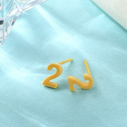 Yellow Hypoallergenic Bioceramics Zirconia Ceramic Stud Earrings, Number 2, No Fading and Nickel Free, Yellow, 7x4.5mm