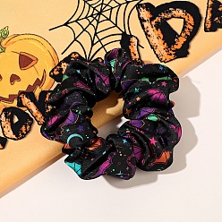 Noir Élastiques à cheveux en tissu sur le thème d'Halloween, chouchous/élastiques à cheveux chouchous pour filles ou femmes, noir, 120mm