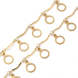 Золотой 304 цепи из нержавеющей стали ссылка, с катушкой, пайки, ионное покрытие (ip), кольцо, золотые, 8.5x11.5x0.5 мм, 5 м / рулон