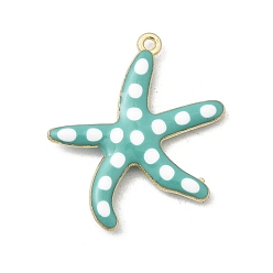 Темный Голубой Подвески из эмали и сплава, морская звезда, золотые, темные голубые, 27x25x3.5 мм, отверстие : 1.2 мм