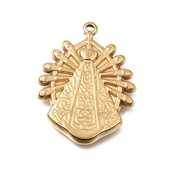 Золотой 304 подвески из нержавеющей стали, прелести Nossa Señora Aparecida, золотые, 28.5x22x2.5 мм, отверстие : 1.2 мм