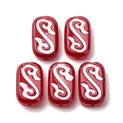 Красный Бусины лэмпворк , овал с амулетом, красные, 20x12x6~7 мм, отверстие : 1.2~1.4 мм