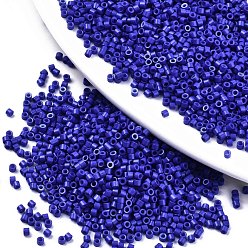 Blue 11/0 Grade A Glass Seed Beads, Cylinder, Uniform Seed Bead Size, Baking Paint, Blue, 1.5x1mm, Hole: 0.5mm, about 20000pcs/bag