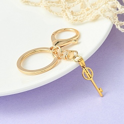 Letter H 304 Stainless Steel Initial Letter Key Charm Keychains, with Alloy Clasp, Golden, Letter H, 8.8cm