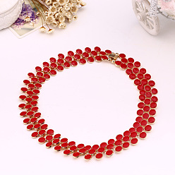 Red Sparkling Short Necklace with Gems, Pearls and Crystals for Sweaters