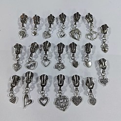 Платина 20 ползунки на молнии из легкого сплава, сердце, Сплав с подвесками, платина, 35~50 мм