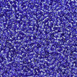 (RR2431) Silverlined Dark Cornflower Blue Миюки круглые бусины рокайль, японский бисер, 11/0, (rr 2431) серебристый, темно-васильковый, 11/0, 2x1.3 мм, Отверстие : 0.8 мм , около 5500 шт / 50 г