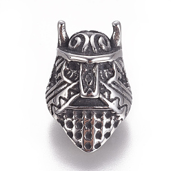 Antique Silver 304 Stainless Steel Beads, Viking Warrior Helmet, Antique Silver, 15.5x10x9mm, Hole: 2.5mm