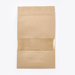 BurlyWood Kraft Paper Zip Lock bag, Small Kraft Paper Stand up Pouch, Resealable Bags, with Window, BurlyWood, 20x12cm, Unilateral Thickness: 5.5 Mil(0.14mm)