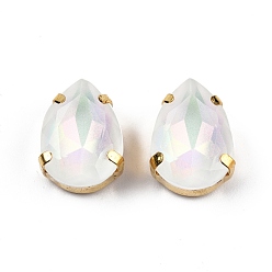 Кристалл Aurora(jm) пришиваем горный хрусталь, граненый стеклянный горный хрусталь, многожильных ссылки, с латунной оправой золотистого цвета, слеза, кристалл, 18x13x8.5 мм, отверстие : 1 мм