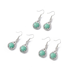 Синтетическая Бирюза Серьги-капли из синтетической бирюзы с кристаллами и стразами, платиновые латунные украшения для женщин, 42 мм, штифты : 0.6 мм