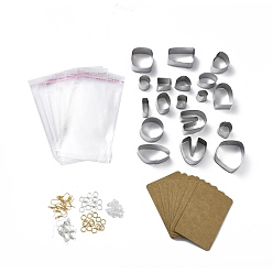 Mixed Color DIY Earring Making Finding Kit, Including 430 Stainless Steel Polymer Clay Cutters, Plastic Ear Nuts, Metal Earring Hooks & Jump Rings, OPP Bags, Earring Display Card, Mixed Color, 1.05~4.1x2~5x2~2.1cm, 118pcs/set