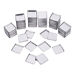 Platinum Iron Plain Edge Bezel Cups, Cabochon Settings, Square, Platinum, Tray: 25x25mm, 26x26x3.5mm