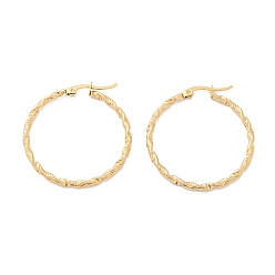 Золотой Серьги из 201 нержавеющей стали, с 304 штифтов из нержавеющей стали, вакуумное покрытие pvd, плоско-круглые, золотые, 34.5x2.5 мм