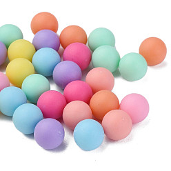 Mixed Color Opaque Acrylic Beads, Frosted, No Hole/Undrilled, Round, Mixed Color, 7.5mm, about 1800pcs/500g