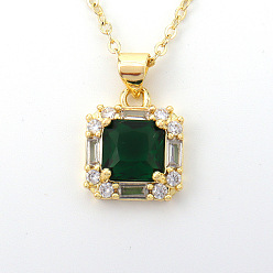 03 Luxury Gemstone Pendant Lip Chain Necklace - Elegant, Minimalist, and Chic.