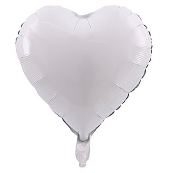 White Heart Aluminum Film Valentine's Day Theme Balloons, for Party Festival Home Decorations, White, 450mm