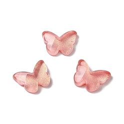 Pink K 9 стеклянные кабошоны, с блеском порошок, бабочка, розовые, 8x11x3 мм