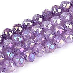 Темная Орхидея Антикоррозийные гальванические стеклянные бусины, круглые, имитация нефрита, градиент цвета, граненые, темные орхидеи, 5.5~6 мм, отверстие : 1~1.2 мм, около 65~69 шт / нитка, 13.58~14.76'' (34.5~37.5 см)