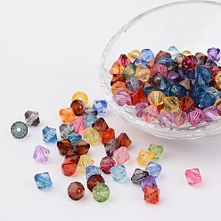 Mixed Color Faceted Bicone Transparent Acrylic Beads, Dyed, Mixed Color, 6mm, Hole: 1mm, about 4300pcs/500g