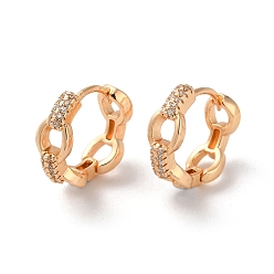 Light Gold Brass Hoop Earrings with Rhinestone, Hollow Oval, Light Gold, 15x5.5x17mm
