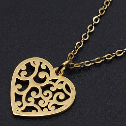 Golden 201 Stainless Steel Pendant Necklaces, with Cable Chains and Lobster Claw Clasps, Heart, Golden, 15.74 inch(40cm), 1.5mm