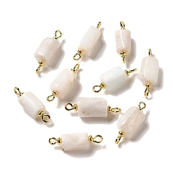 Quartz Crystal Natural Quartz Crystal Connector Charms, Faceted Column Links with Real 18K Gold Plated Brass Double Loops, 21~23x6.5~7x6.5~7mm, Hole: 1.6mm