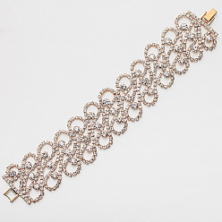 Золотой Элегантный серебряный женский браслет с кристаллами и стразами с преувеличенно гламурным дизайном