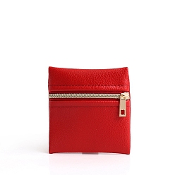 Красный Квадратные подарочные сумки из искусственной кожи для ювелирных изделий на молнии, подарочные пакеты для упаковки ювелирных изделий для сережек колец браслетов, красные, 8x8 см