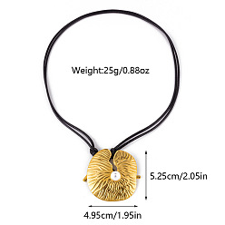 Лист Летние 304 подвеска из нержавеющей стали, регулируемый черный вощеный шнурок, ожерелье для женщин, золотые, лист, 13.78 дюйм (35 см) ~ 23.62 дюйм (60 см), Кулон : 52.5x49.5 мм