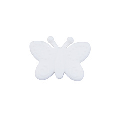 White Food Grade Eco-Friendly Silicone Focal Beads, Chewing Beads For Teethers, DIY Nursing Necklaces Making, Butterfly, White, 22x30x10mm, Hole: 3mm