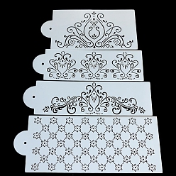 Белый Шаблоны трафаретов для рисования пластиковых питомцев, прямоугольник с рисунком смешивания, белые, 292~379x100~150 мм, 4 шт / комплект