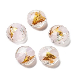 Misty Rose Handmade Lampwork Beads, with Gold Foil, Oval, Misty Rose, 11~12x11.5~12.5x7~7.5mm, Hole: 2mm