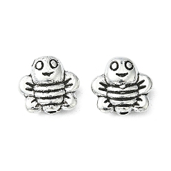 Antique Silver Zinc Alloy Beads, Lead Free & Cadmium Free, 3D Bees, Antique Silver, 9x9x4mm, Hole: 1mm